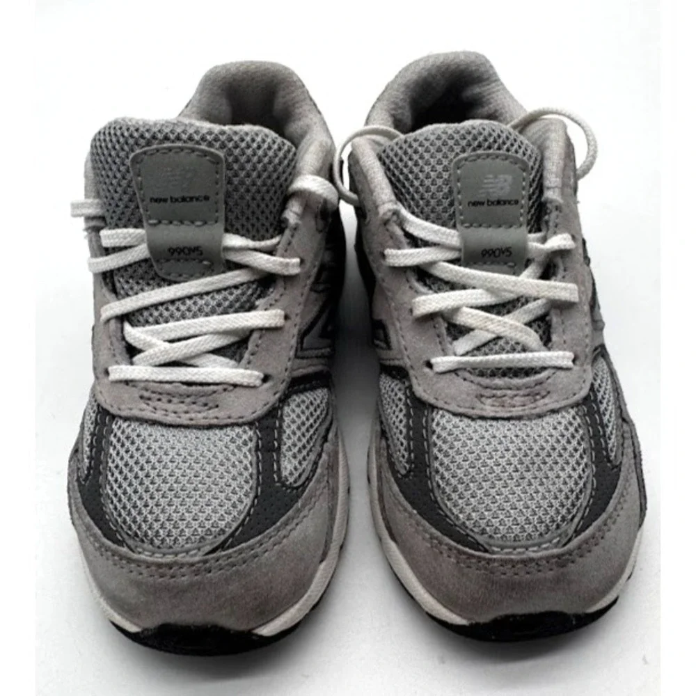 New Balance 990v5 Kids Sneakers Gray Suede Mesh Running Shoes US 8 EU 25